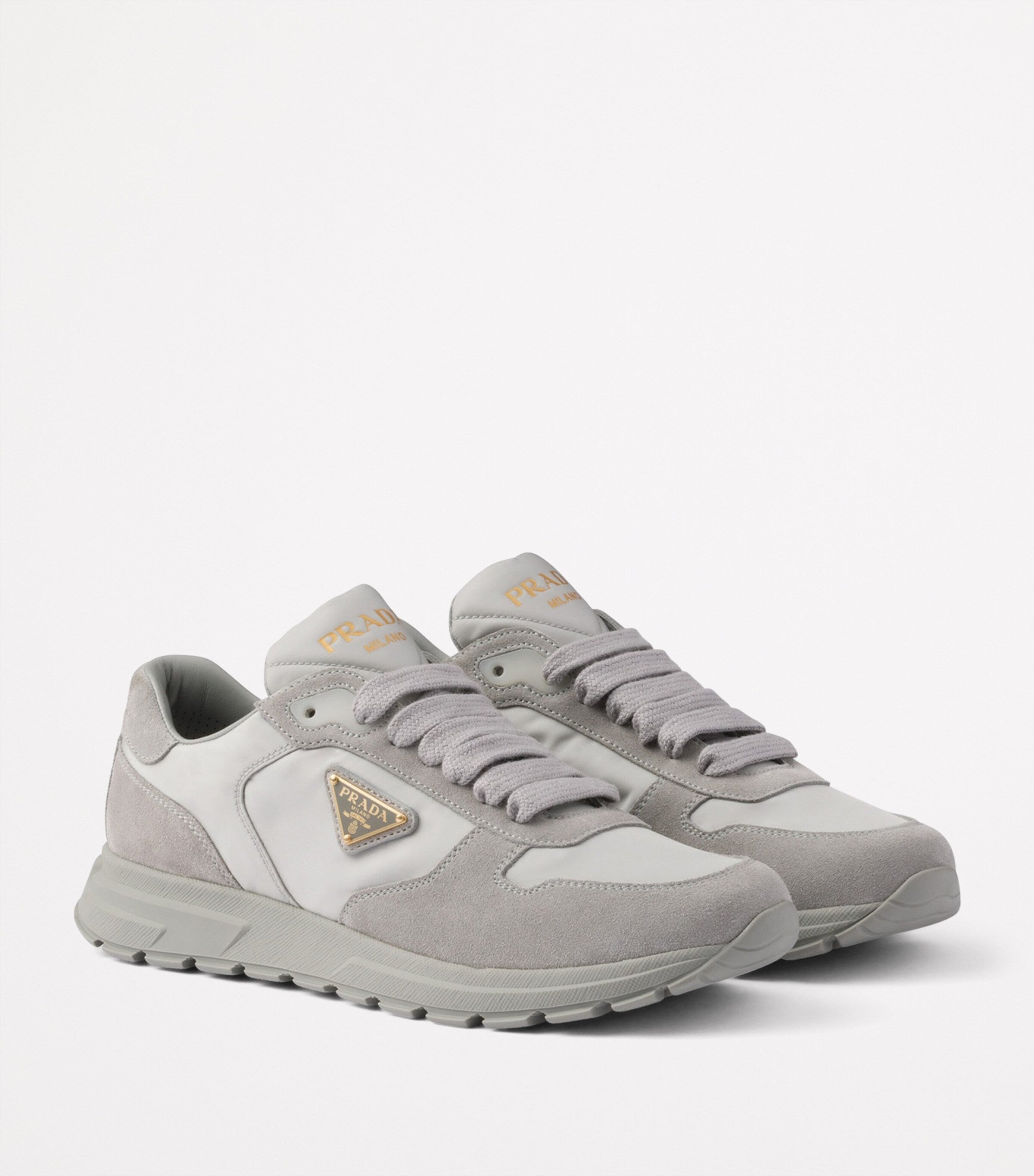 Prada Grey Suede and Re-Nylon Prax 2.0 Sneakers