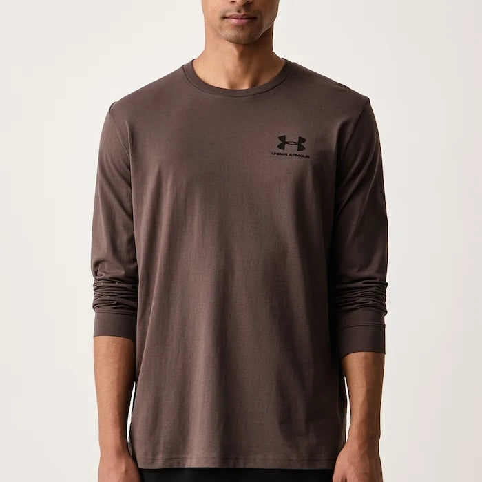 Antrenman için uzun kollu erkek pamuklu bluz SPORTSTYLE LEFT CHEST