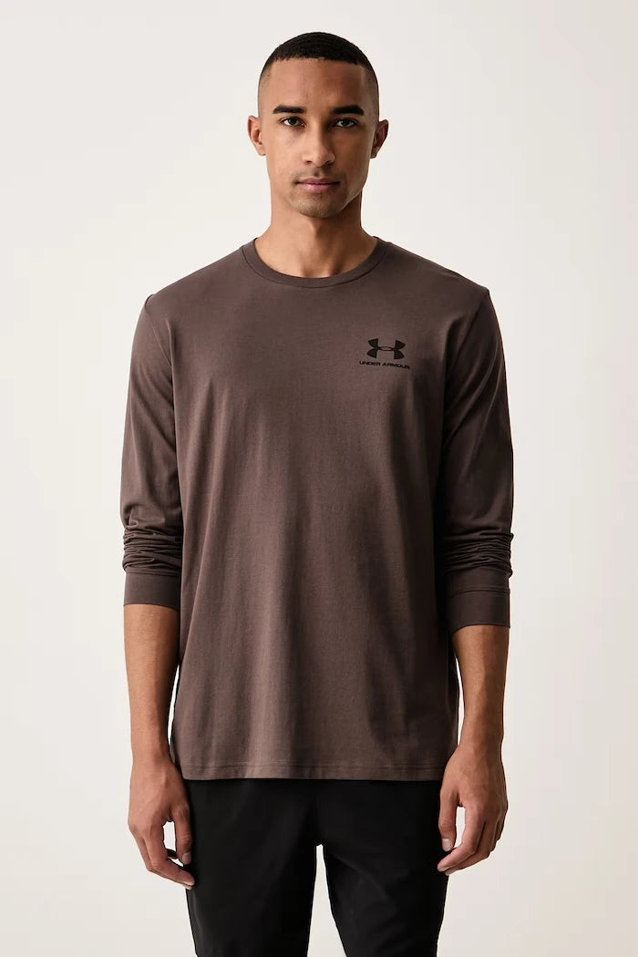 Antrenman için uzun kollu erkek pamuklu bluz SPORTSTYLE LEFT CHEST