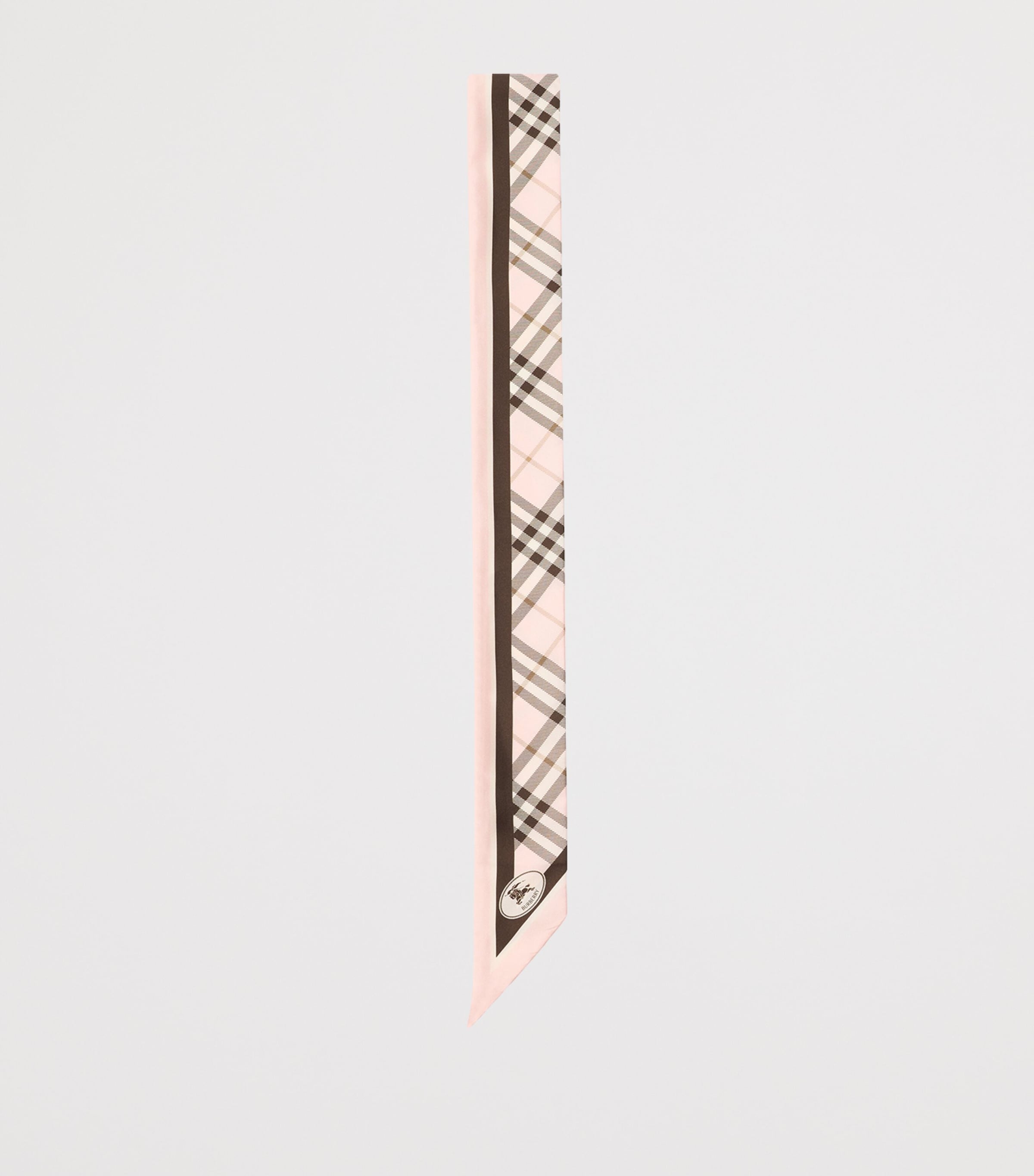 Burberry Pink Silk Check Knight Skinny Scarf