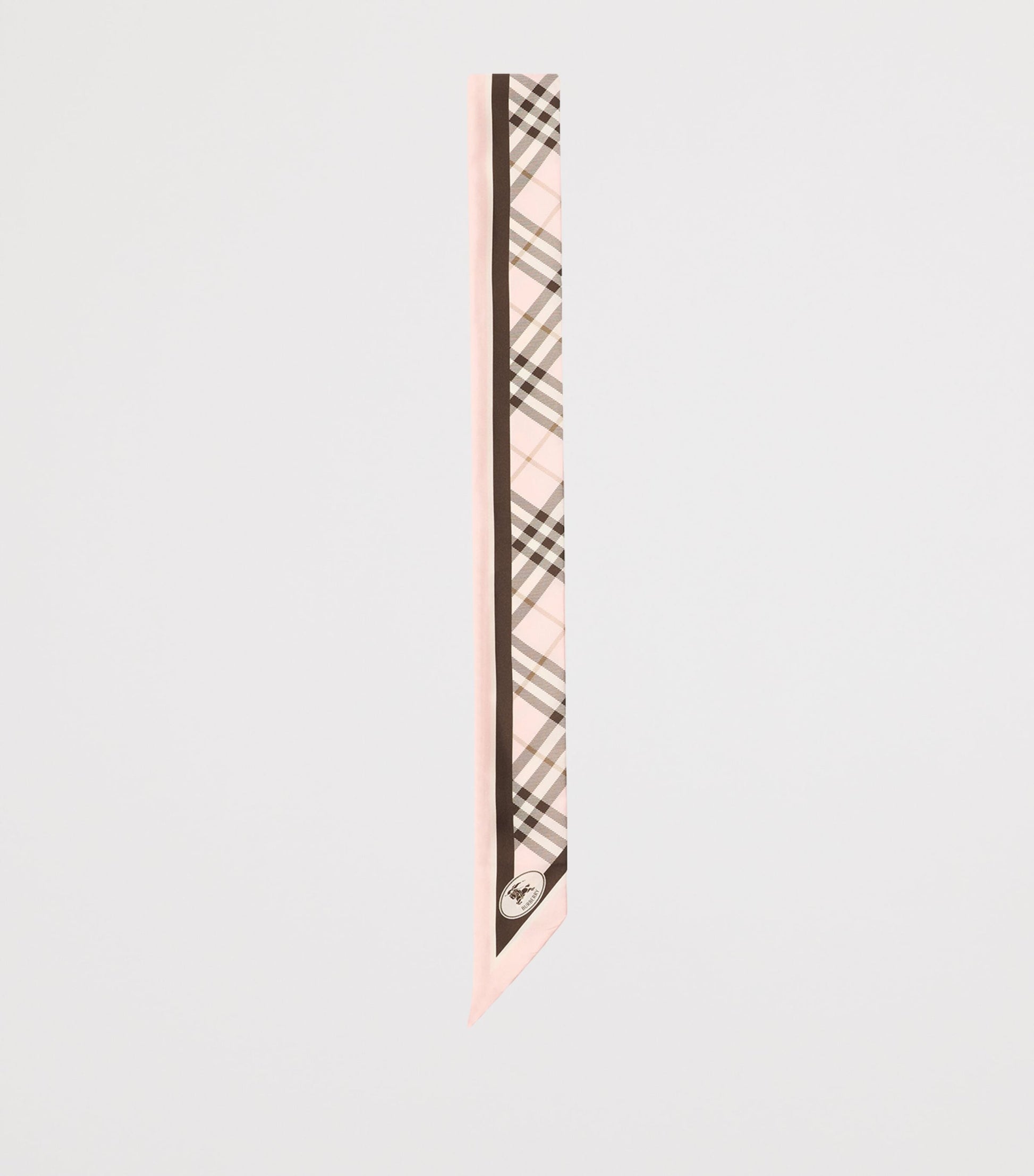 Burberry Pink Silk Check Knight Skinny Scarf