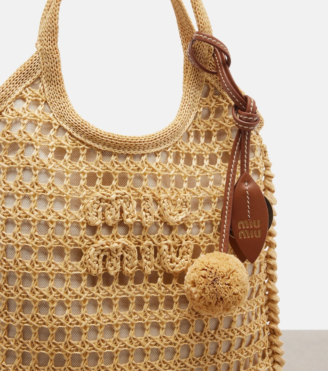 Miu Miu - Ivy crochet raffia-effect top-handle bag