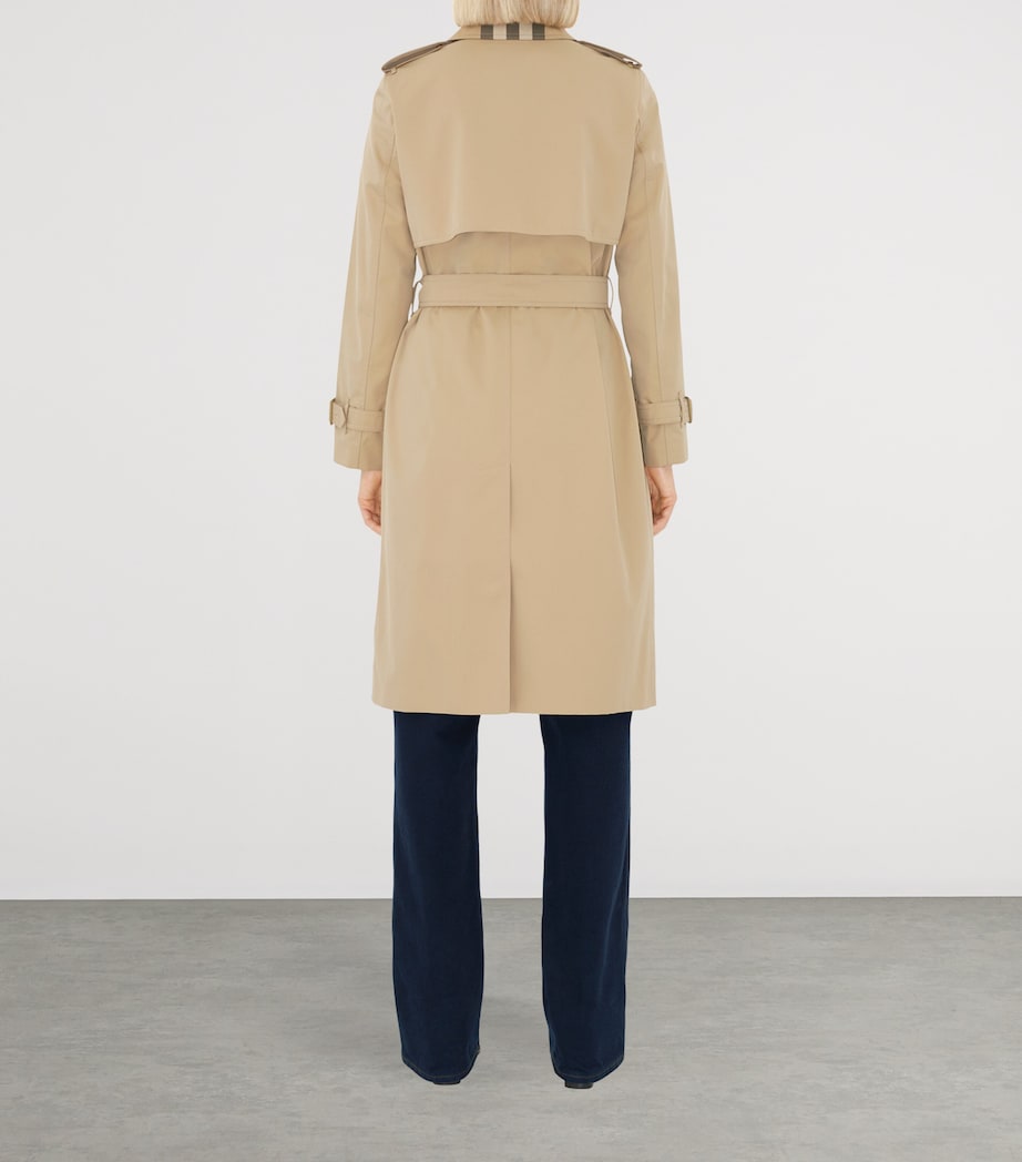 Burberry Yellow Cotton Check-Collar Trench Coat