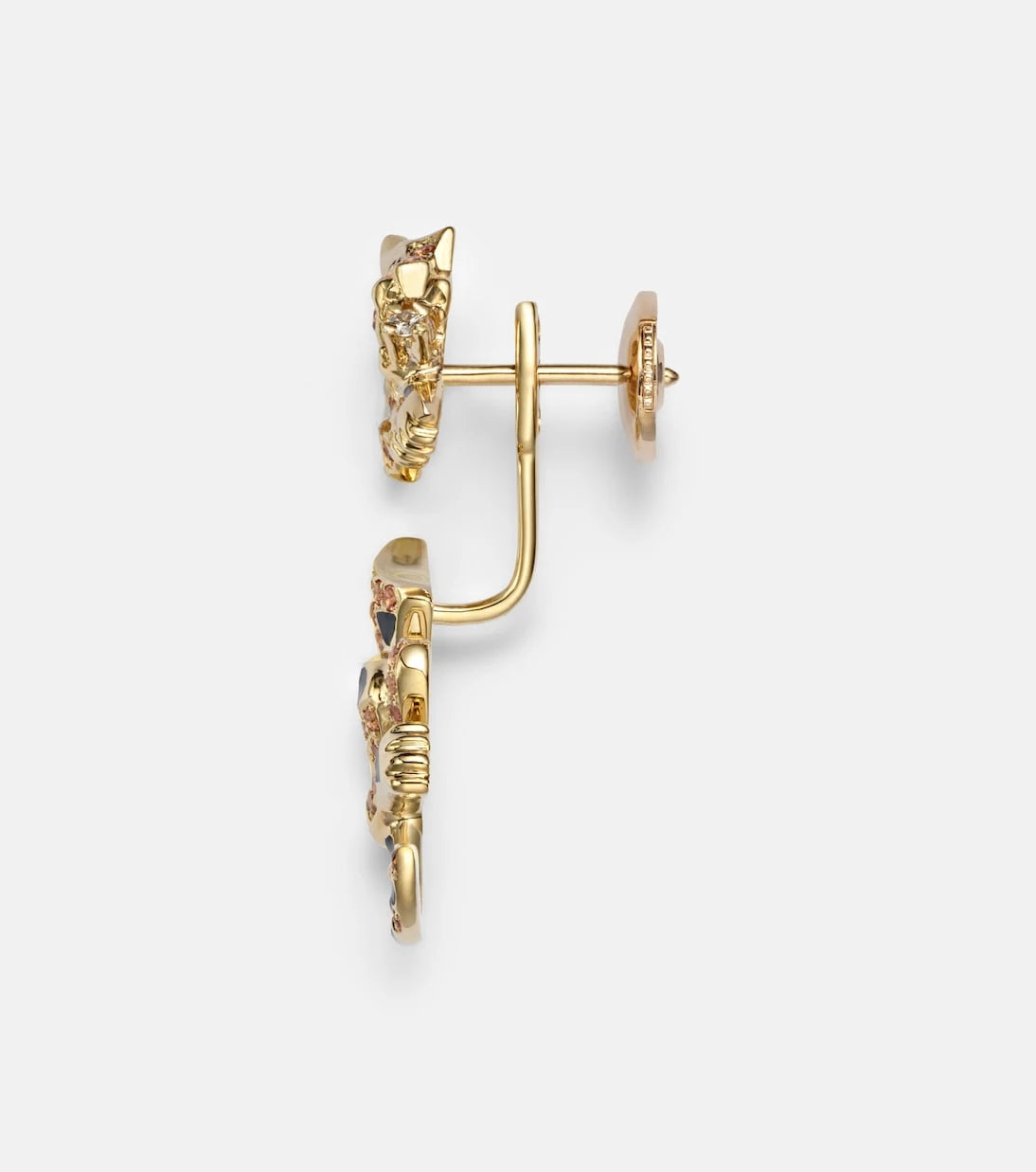 Yvonne Léon - Puce & Dessous Léopard 9kt gold single earring with gemstones