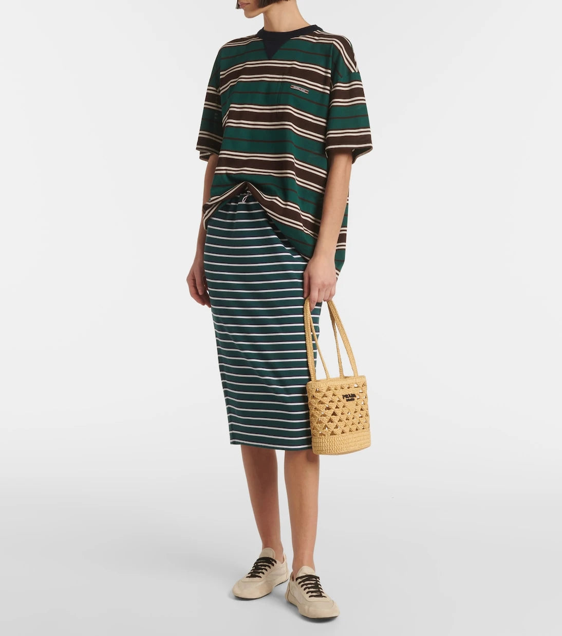 Prada - Logo raffia-effect crochet tote bag