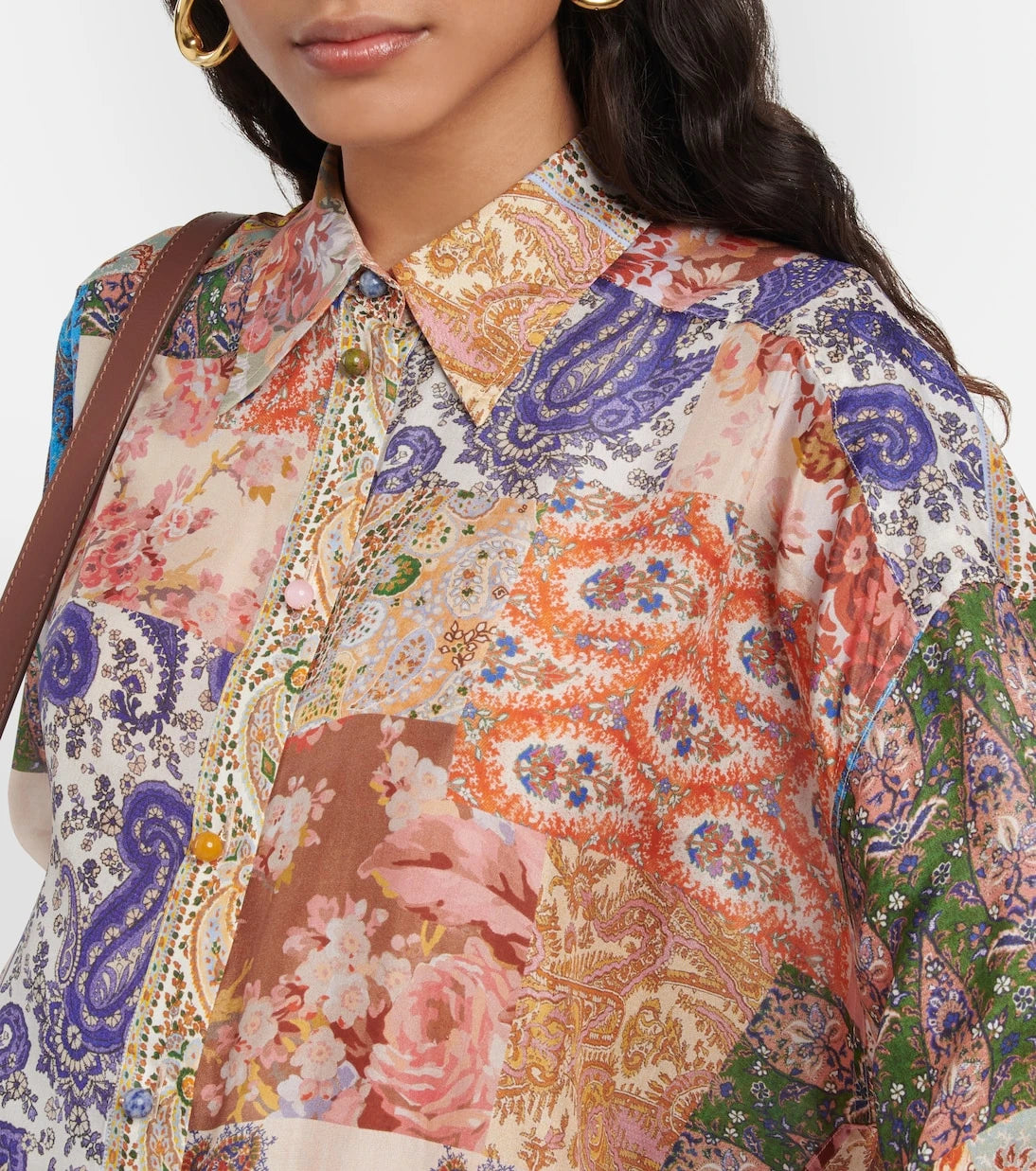 Zimmermann - Devi oversized patchwork silk shirt