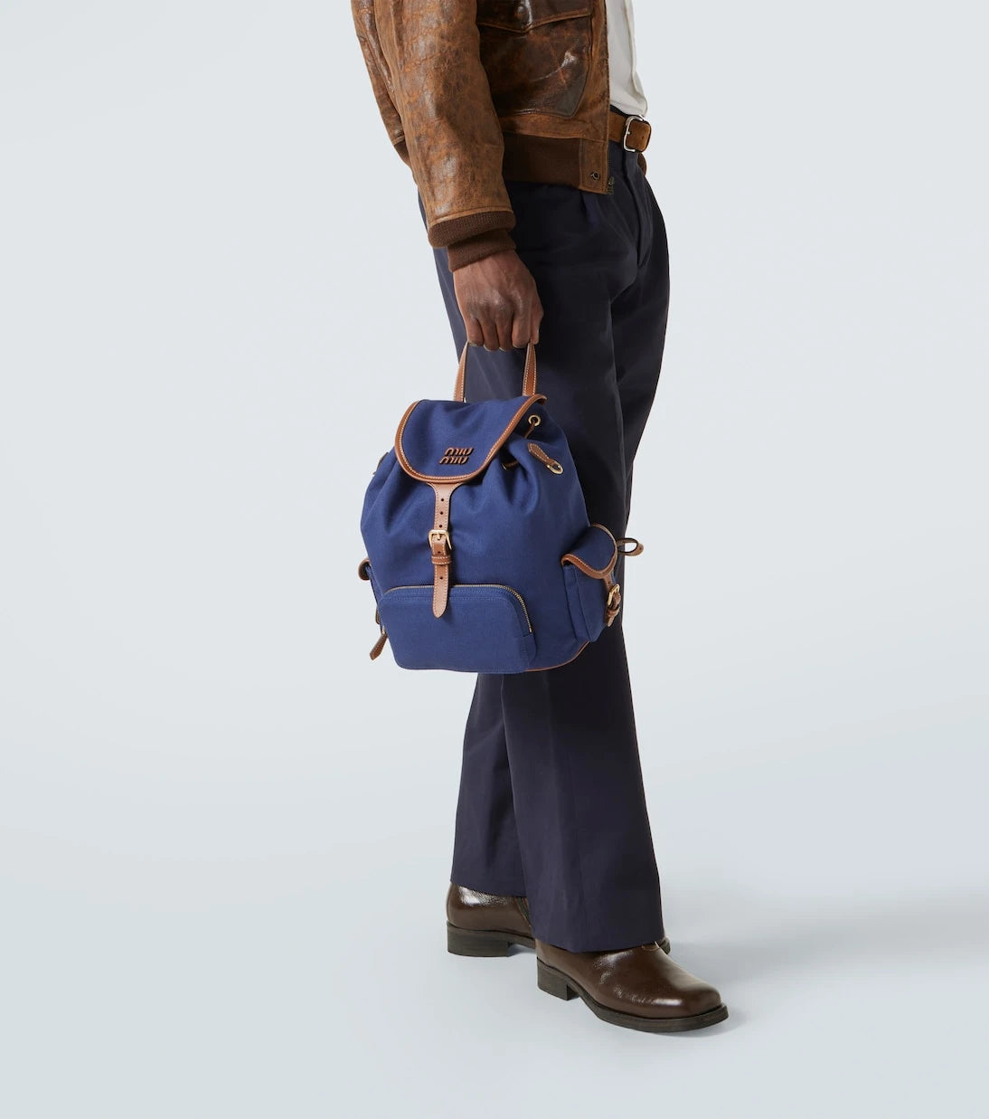 Miu Miu - Leather-trimmed canvas backpack