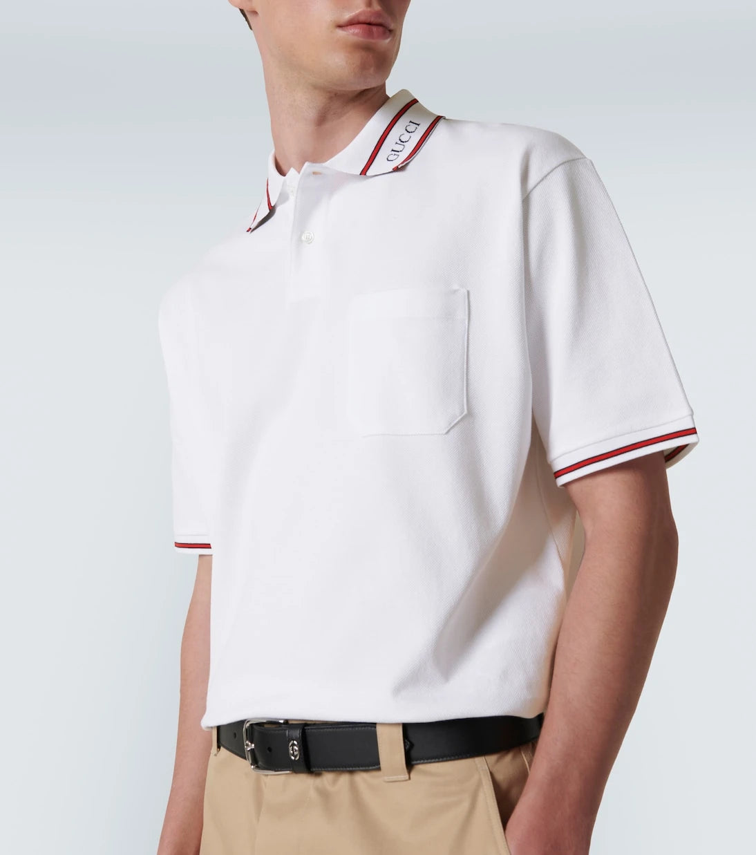 Gucci - Web cotton piqué polo shirt