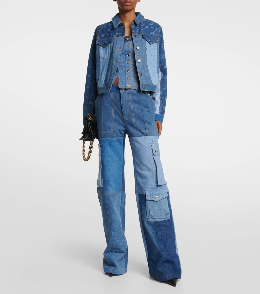 Marine Serre - Monogram high-rise wide-leg jeans