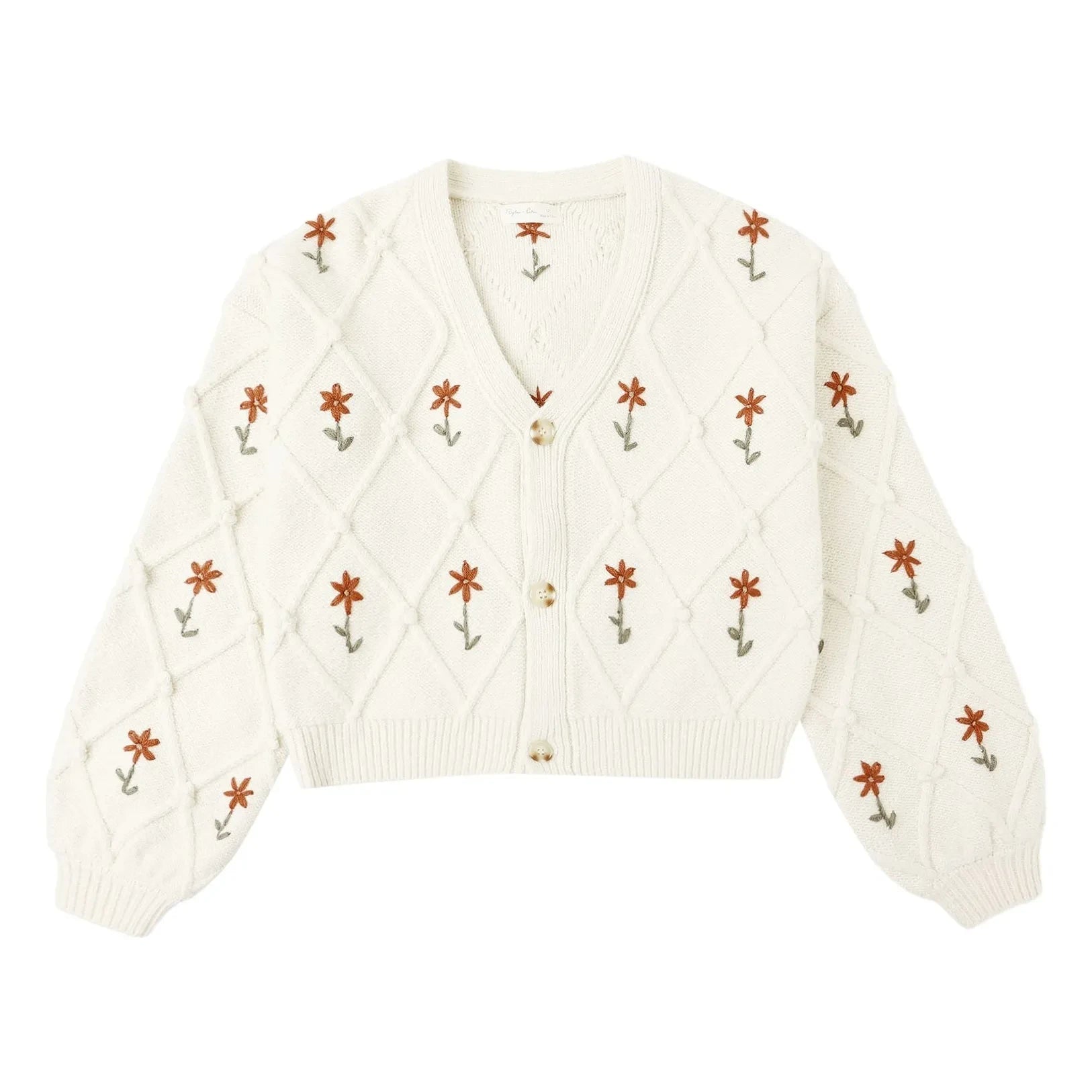 Rylee + Cru - Cardigan Crop Winter Daisy Mini | Ecru