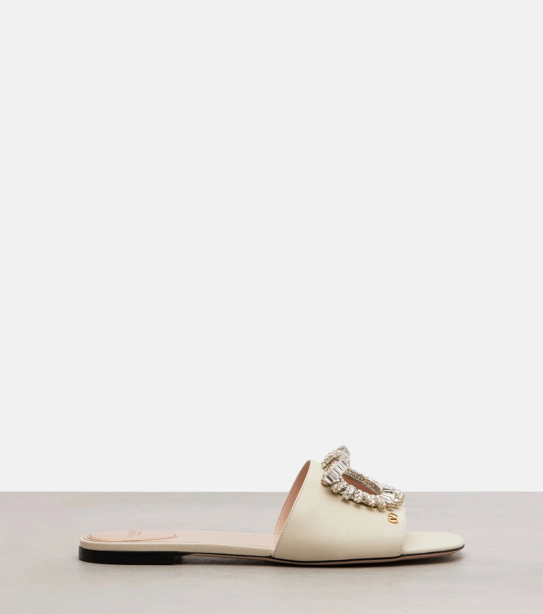 Valentino Garavani - Adamantine embellished leather slides