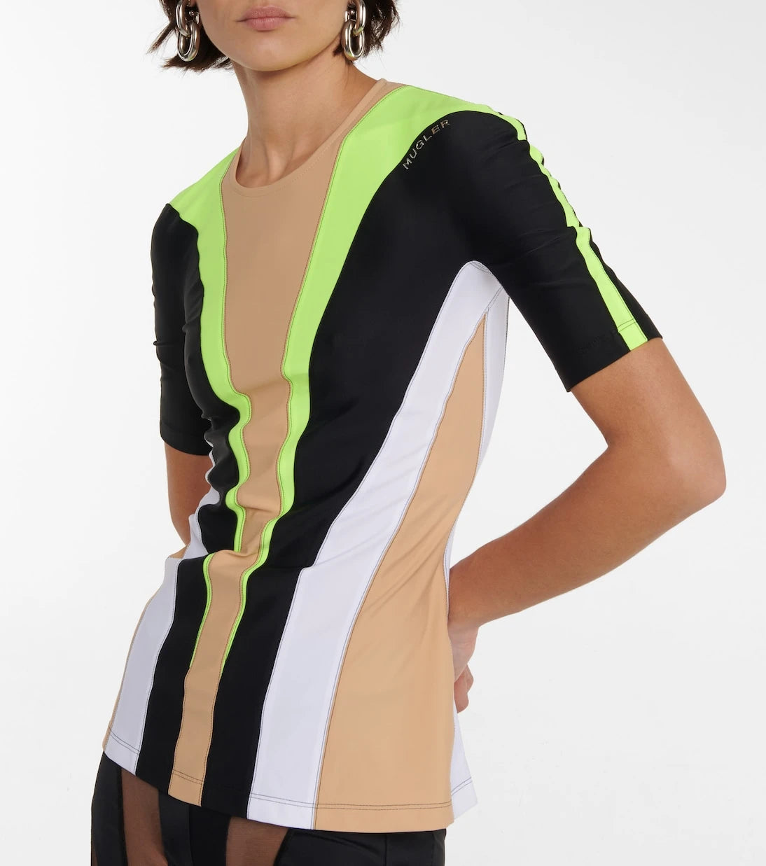Mugler - Logo striped top