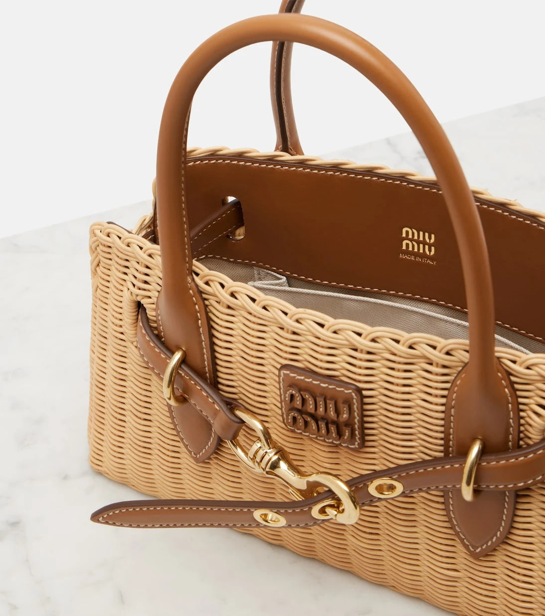Miu Miu - Aventure wicker top-handle bag