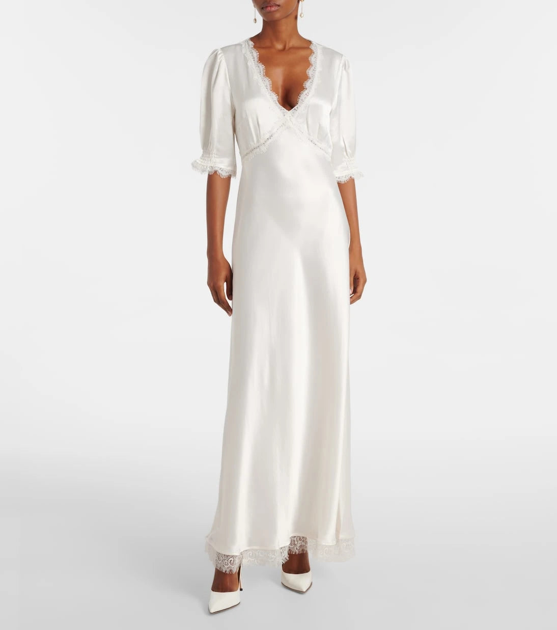 Rixo - Annabella lace-trimmed satin maxi dress