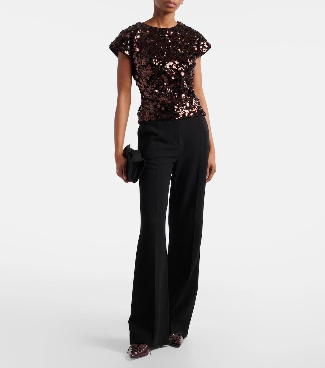 Ganni - Bow-detail sequined open-back top