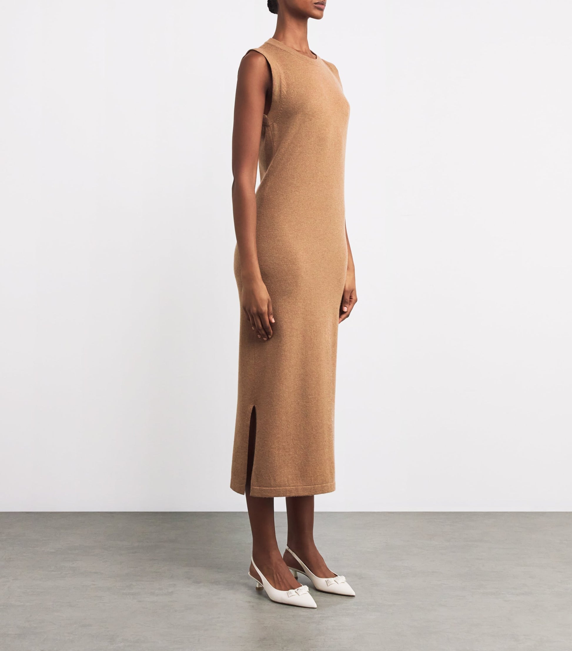 Ivory Cashmere Sleeveless Midi Dress