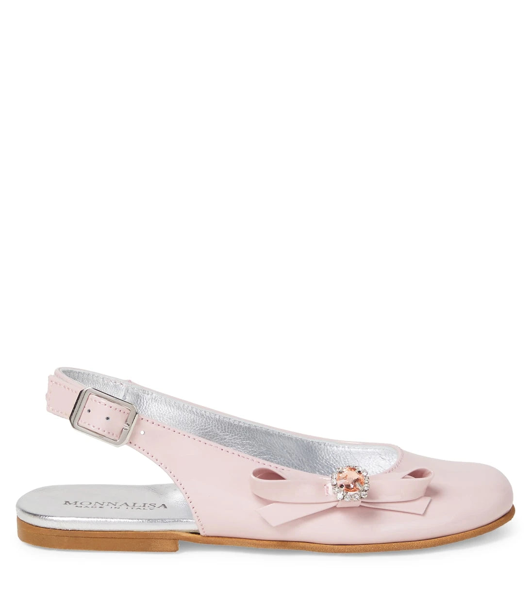 Monnalisa - Embellished leather slingback ballet flats