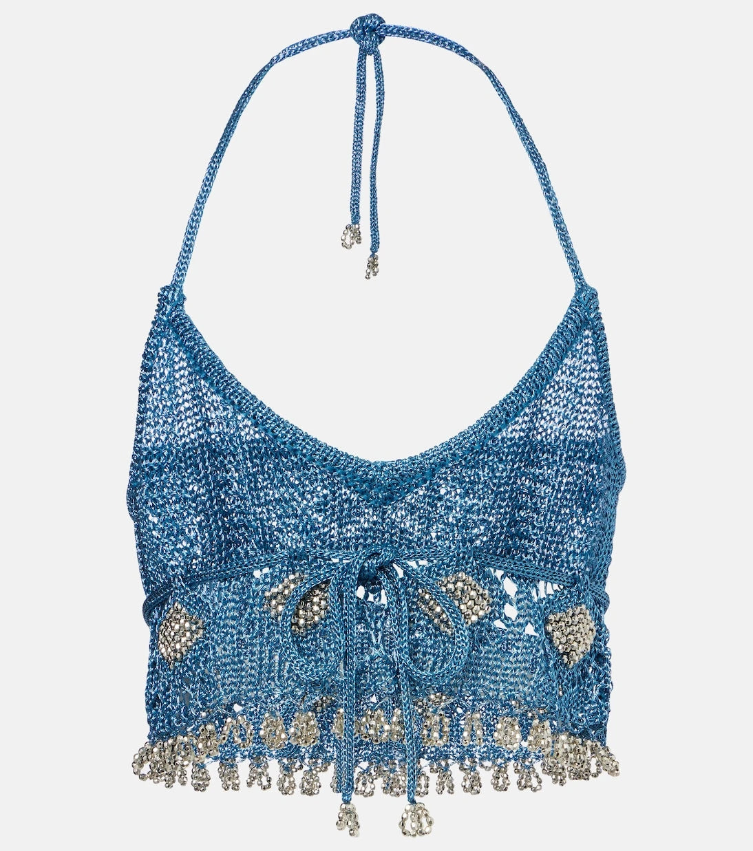 Rabanne - Crochet embellished lamé crop top