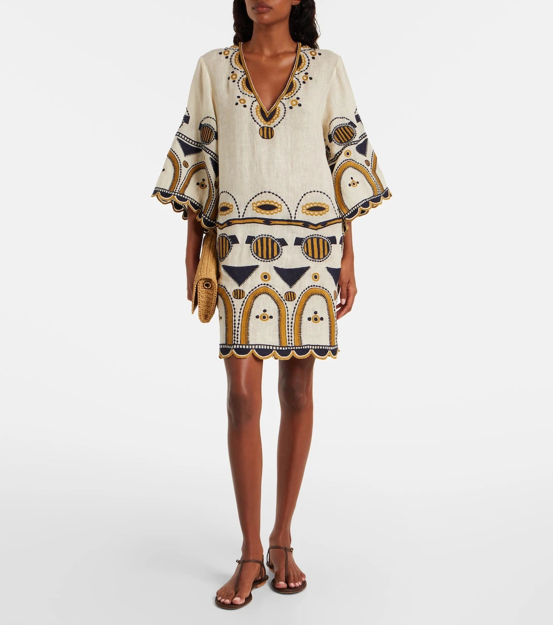 Eres - Medaillon embroidered linen minidress