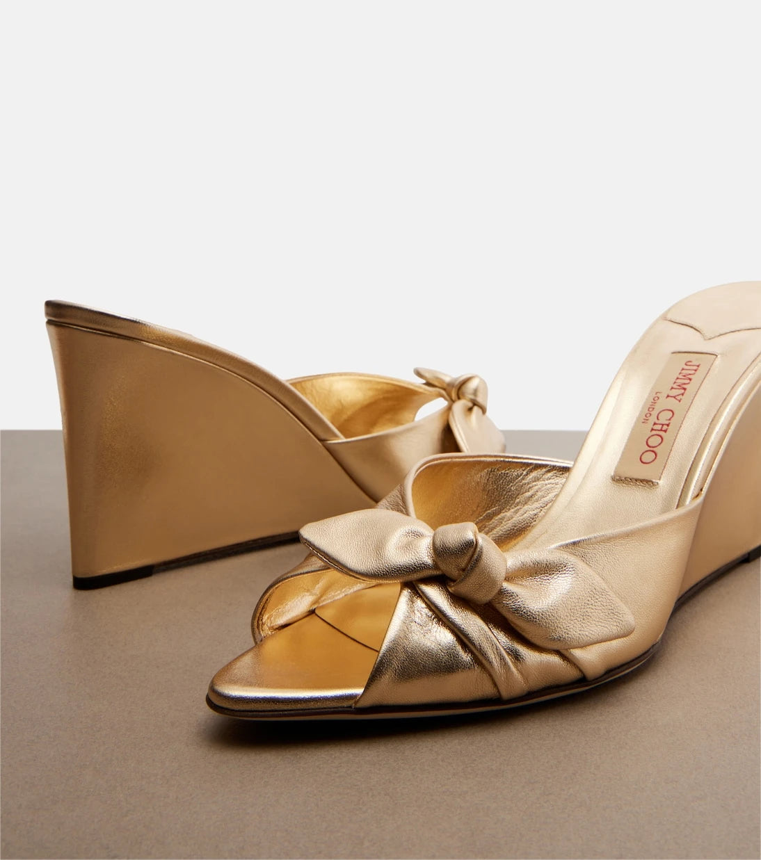Jimmy Choo - Livi metallic leather wedge mules