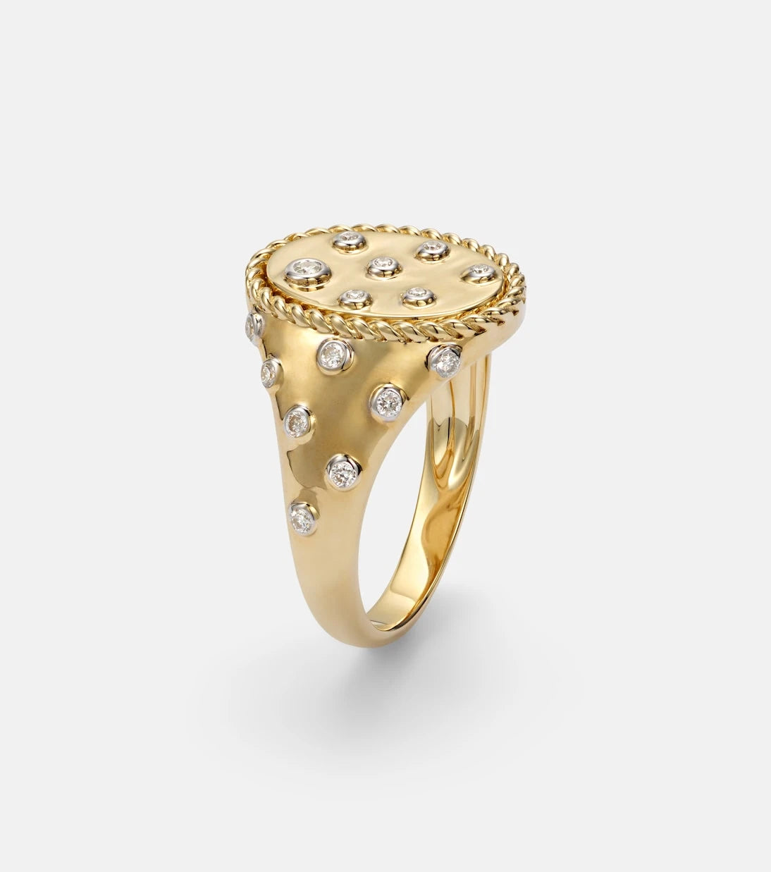 Yvonne Léon - Plumetis 9kt gold ring with diamonds