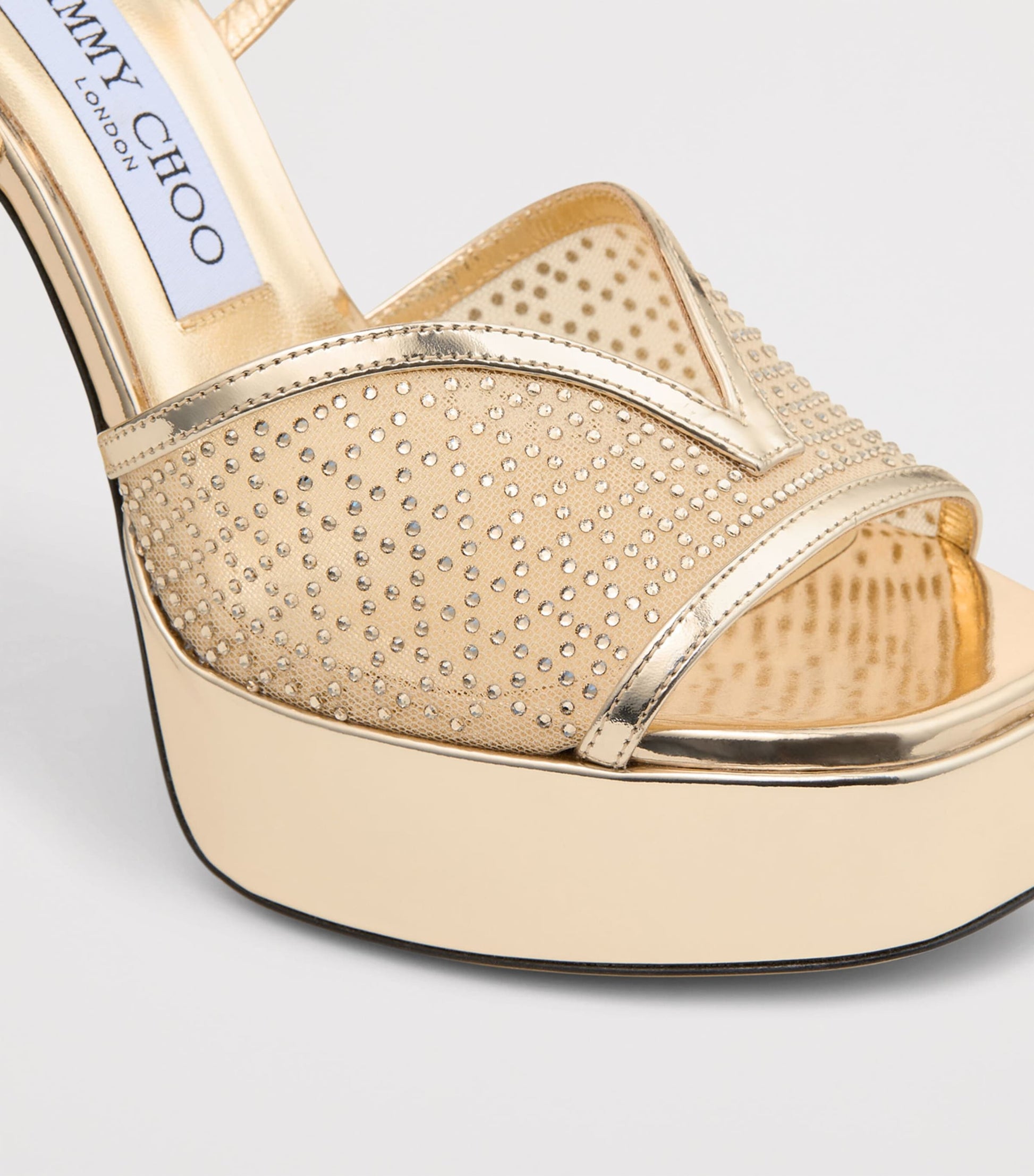 Jimmy Choo Gold Karli 125 Embellished Platform Sandals