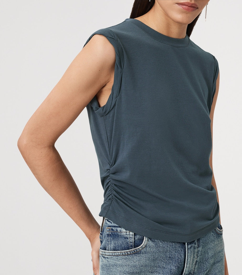 AllSaints Blue Ruched West Tank Top