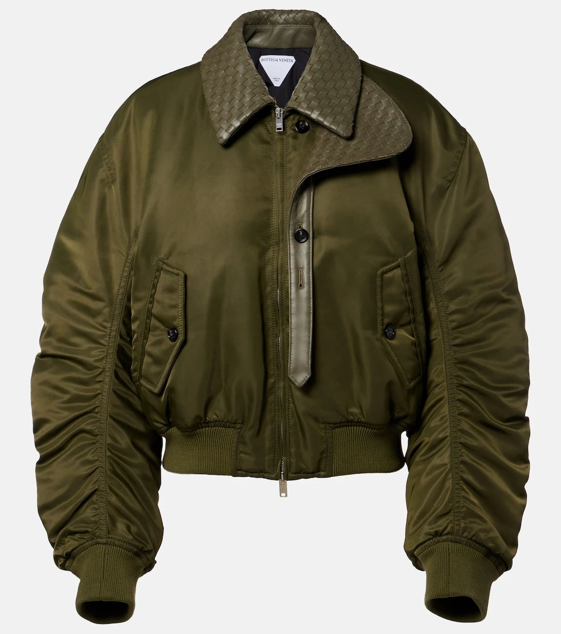 Bottega Veneta - Intrecciato leather-trimmed bomber jacket