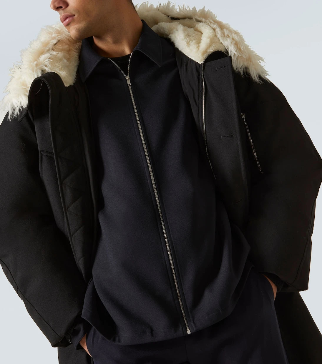 Jil Sander - Faux fur-trimmed down jacket