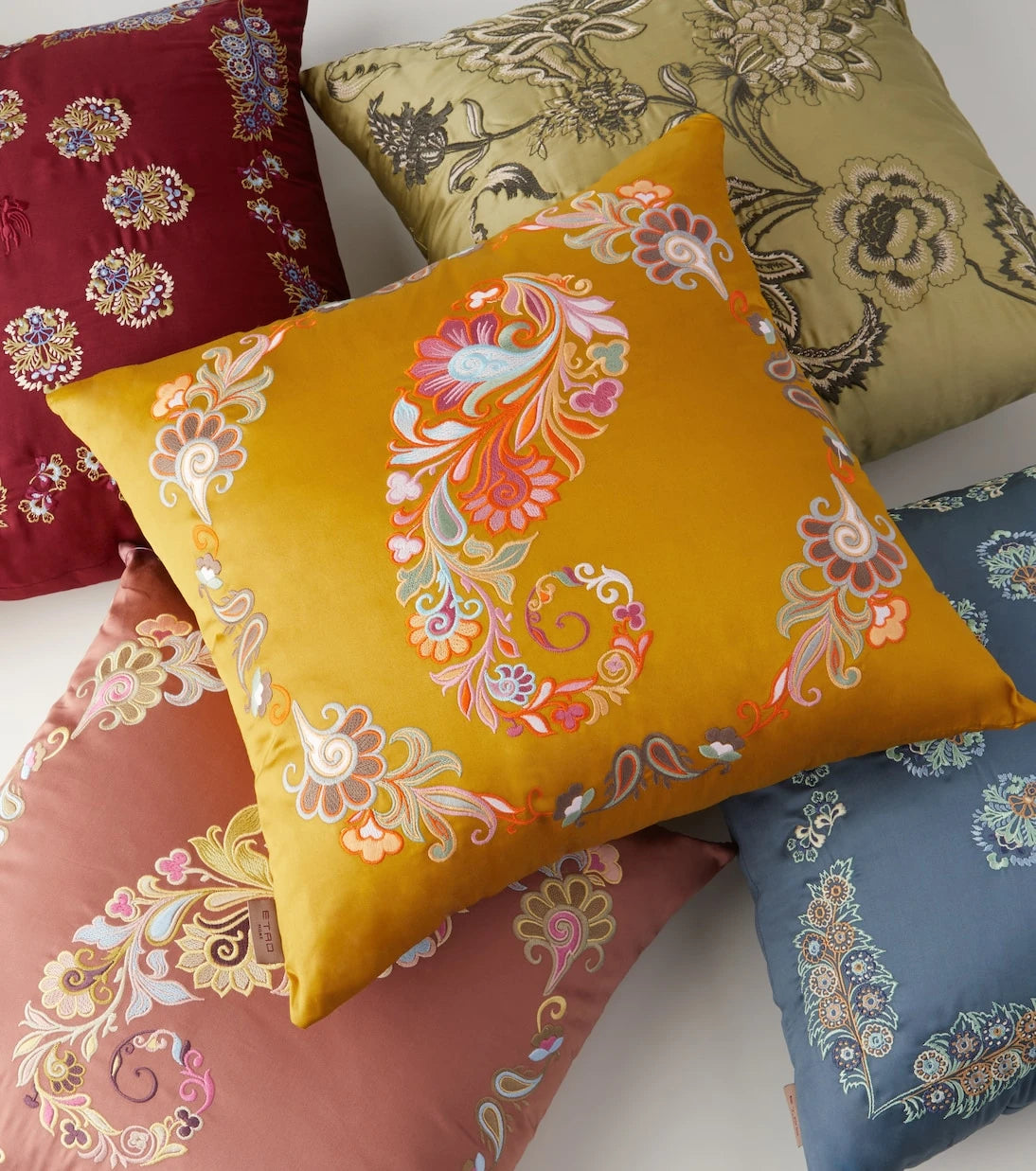 Etro - Paisley embroidered cotton cushion