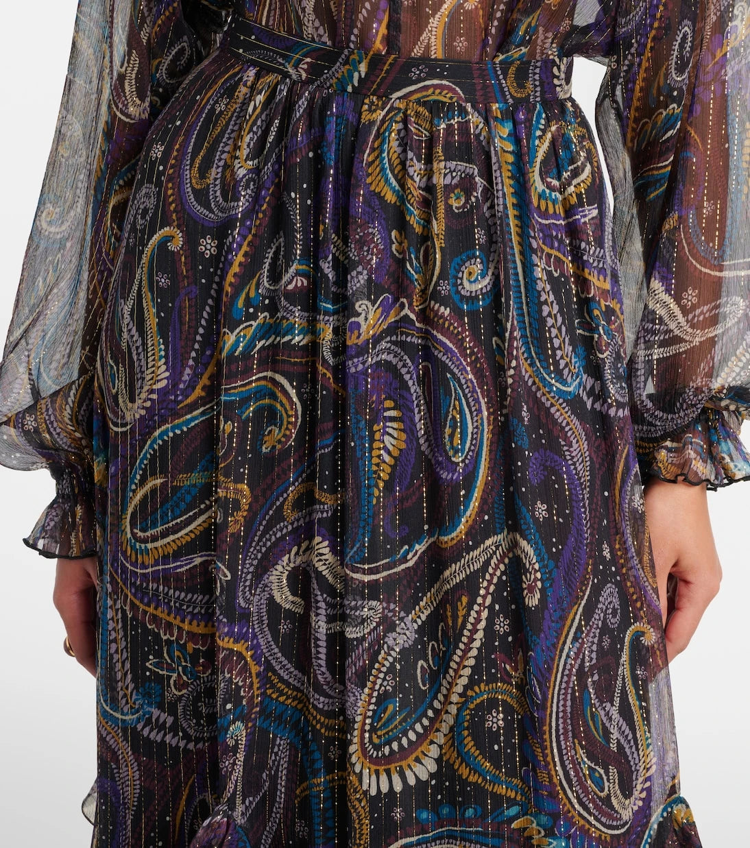 Etro - Paisley plissé silk-blend maxi skirt