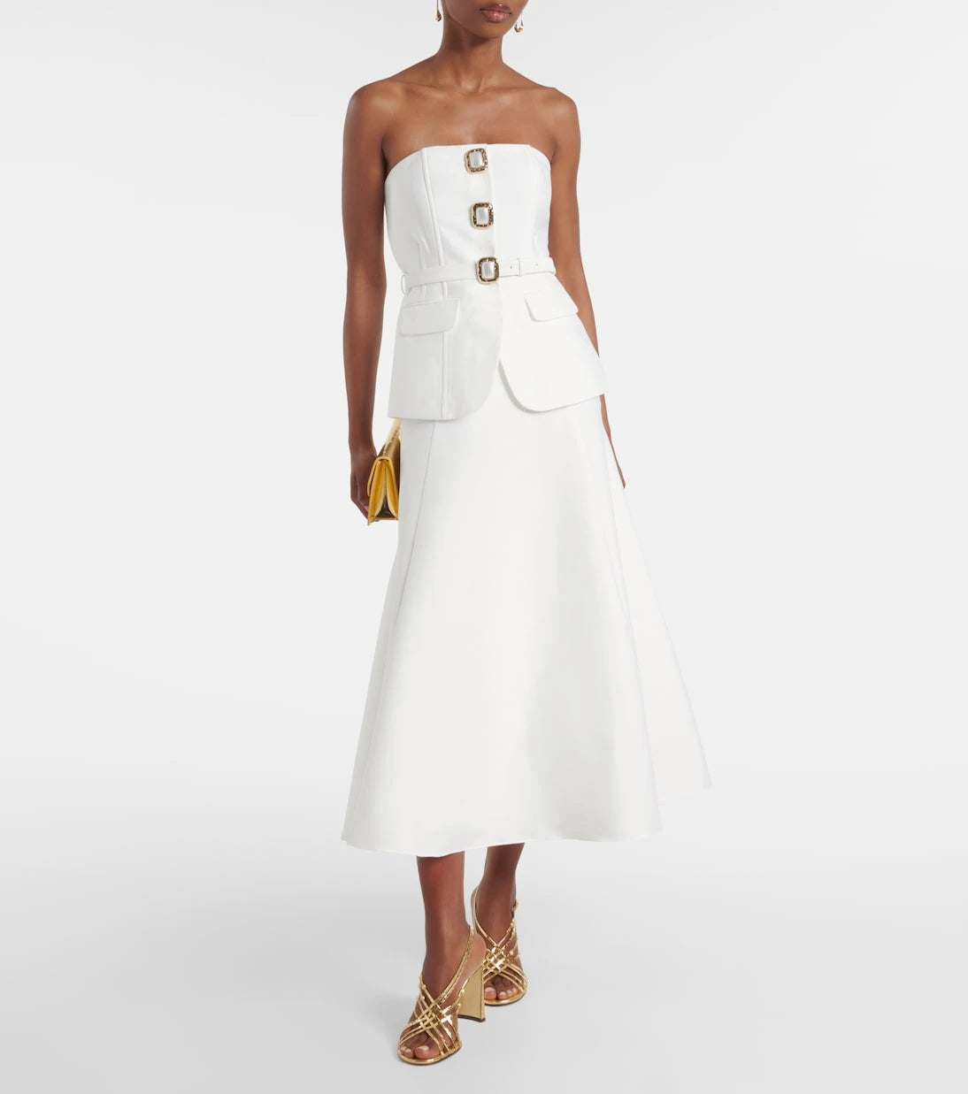 Self-Portrait - Bridal strapless taffeta midi dress