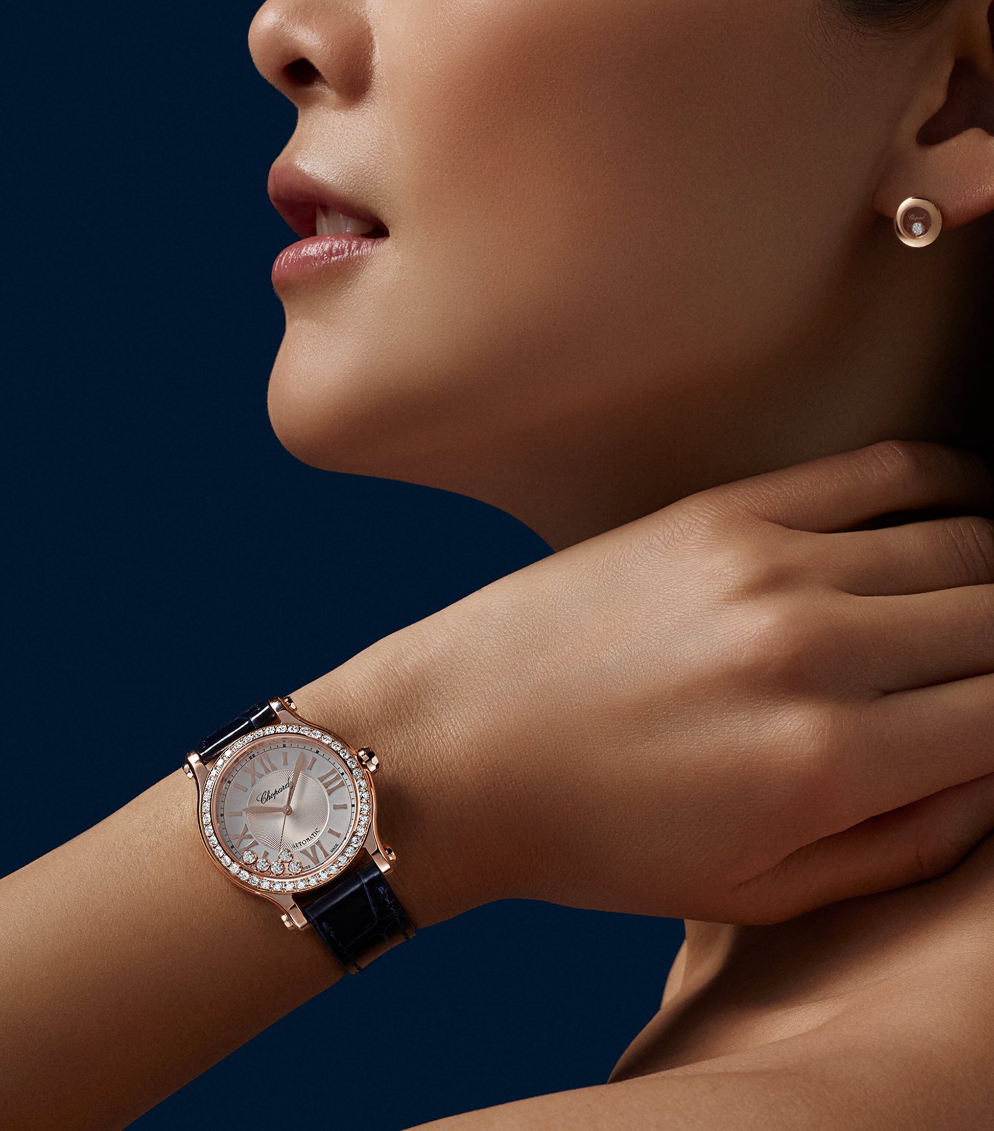 Rose Gold and Diamond Happy Sport Automatic Watch 33mm