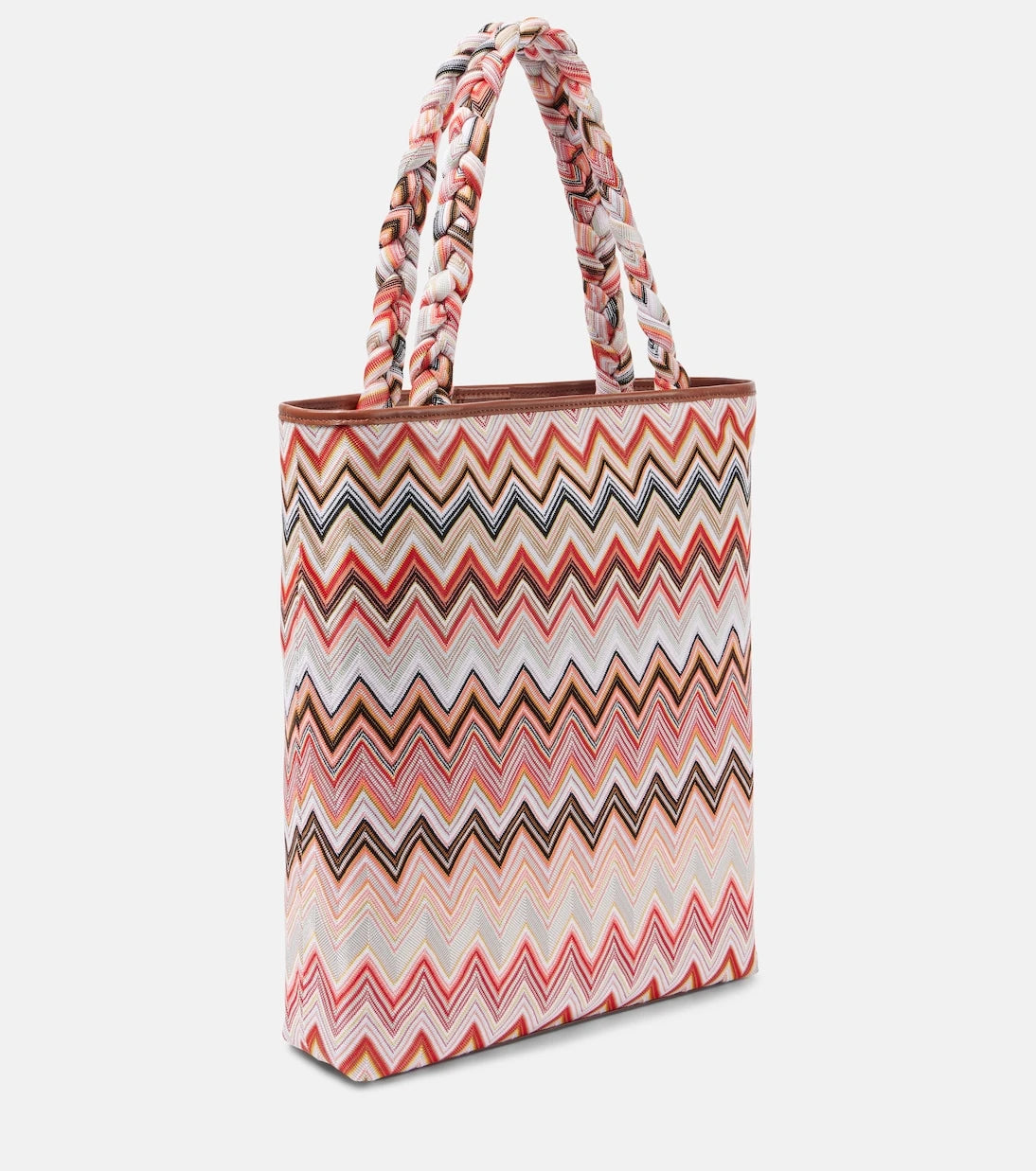 Missoni - حقيبة يد كبيرة Zigzag بحواف جلدية