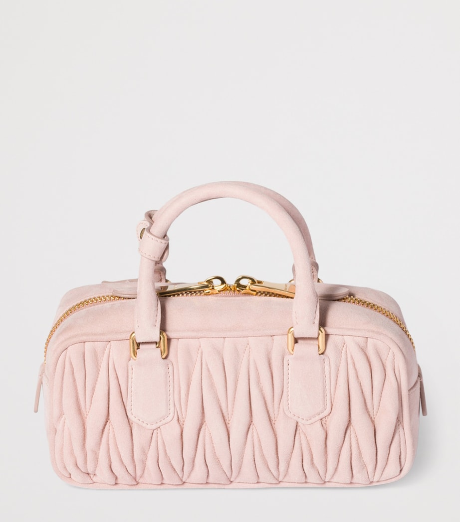 Matelassé Suede Arcadie Top-Handle Bag