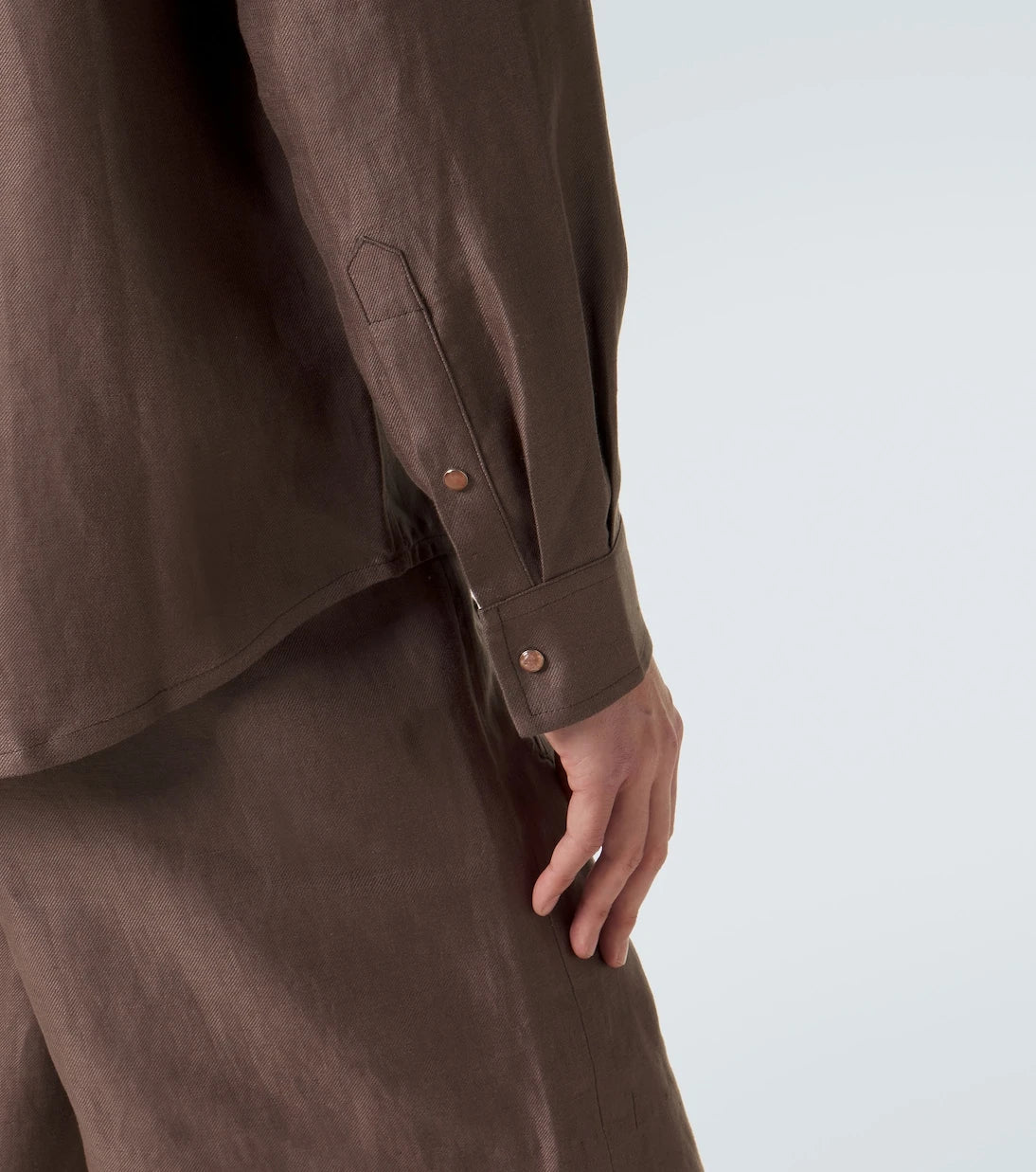 God's True Cashmere - Linen shirt with orange sunstone