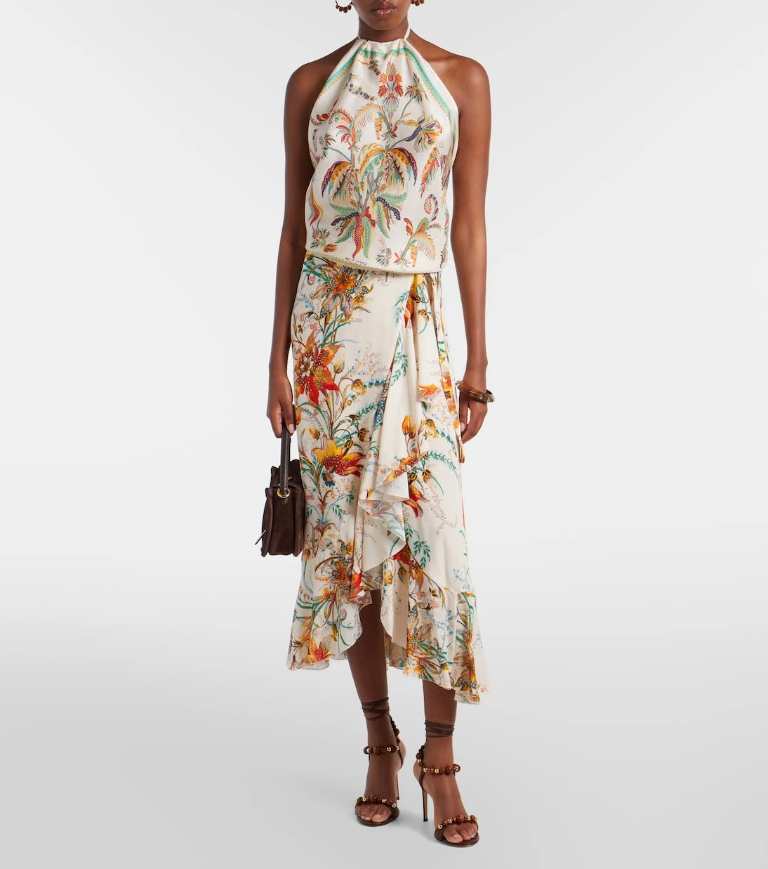 Etro - Printed halterneck silk top