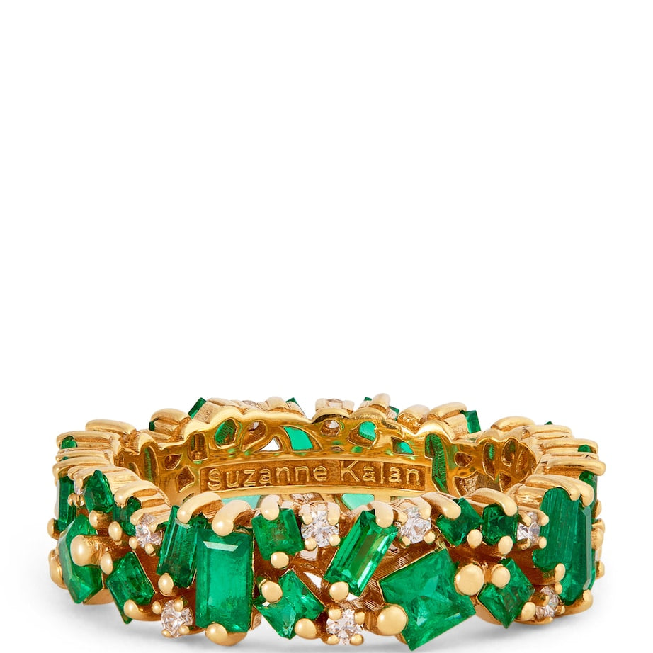 Yellow Gold, Diamond and Emerald La Fantaisie Eternity Ring