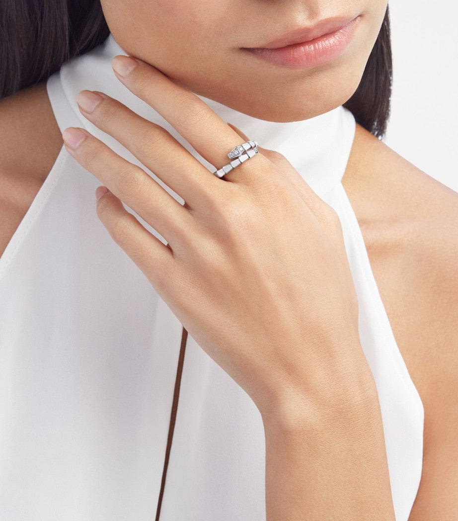 White Gold and Diamond Serpenti Viper Ring
