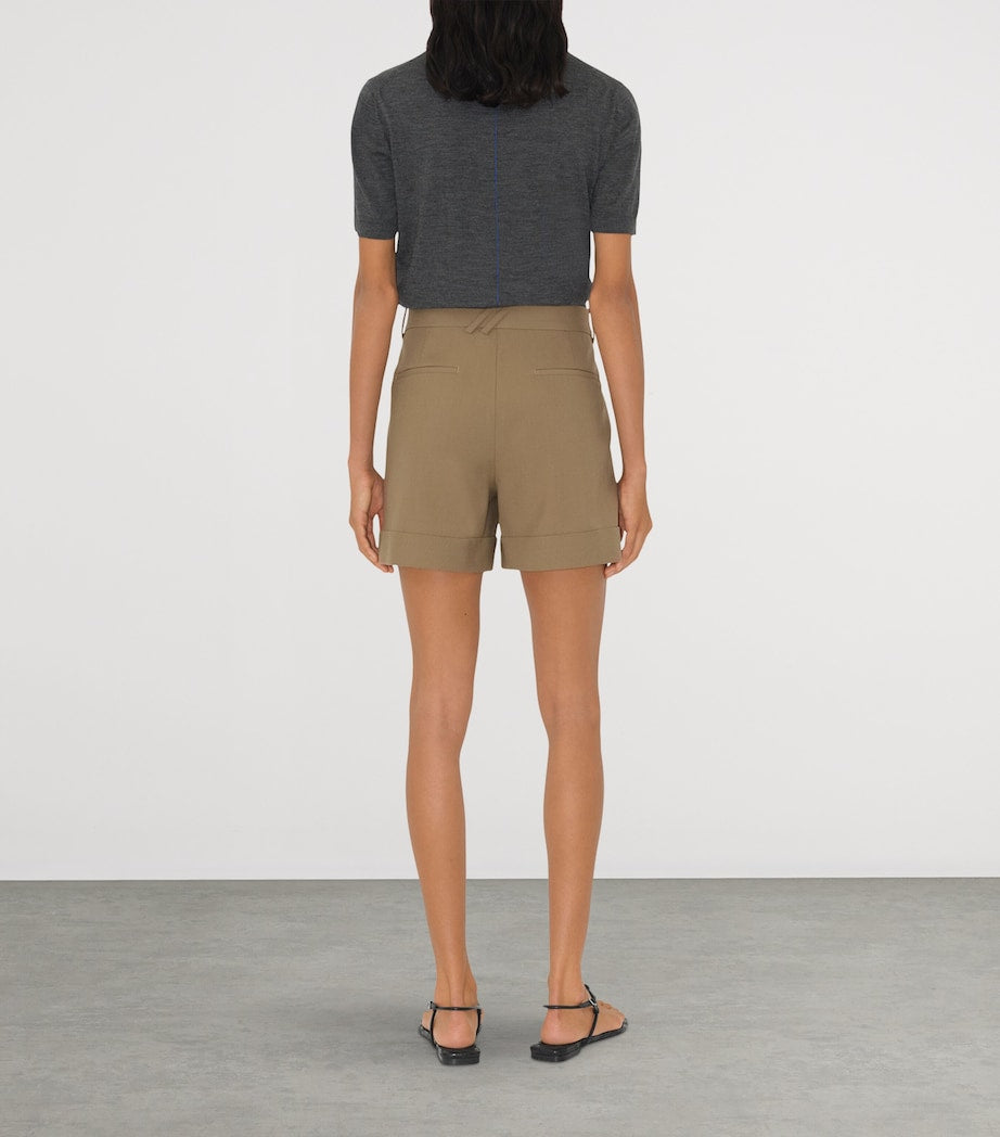 Beige Wool Tailored Shorts