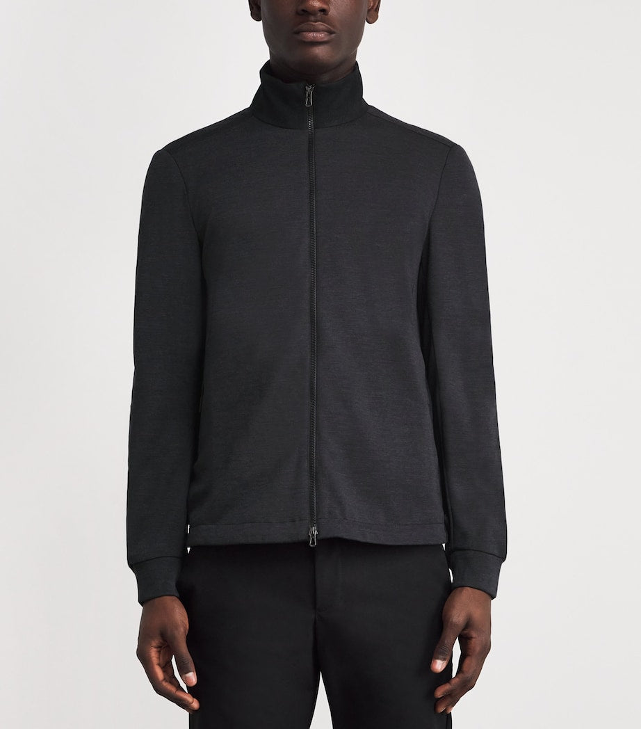 Sease Grey Wool-Blend Explorer Zip-Up Sweatshirt