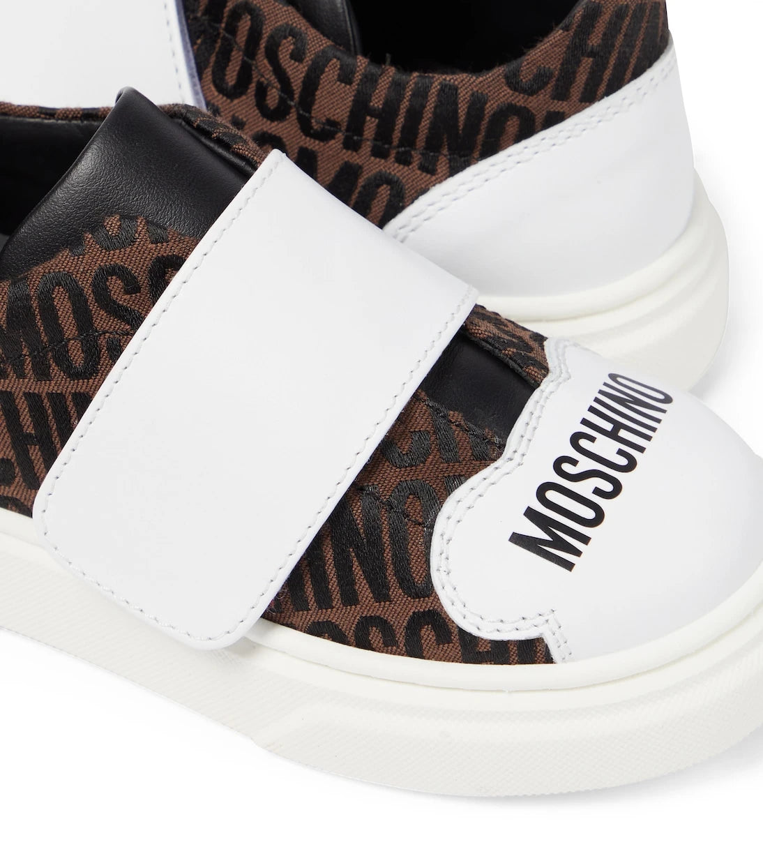 Moschino Kids - Logo leather-trimmed sneakers