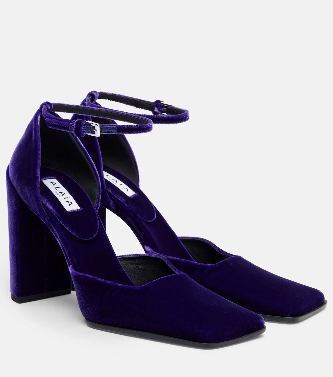 Alaïa - Square 90 velvet pumps