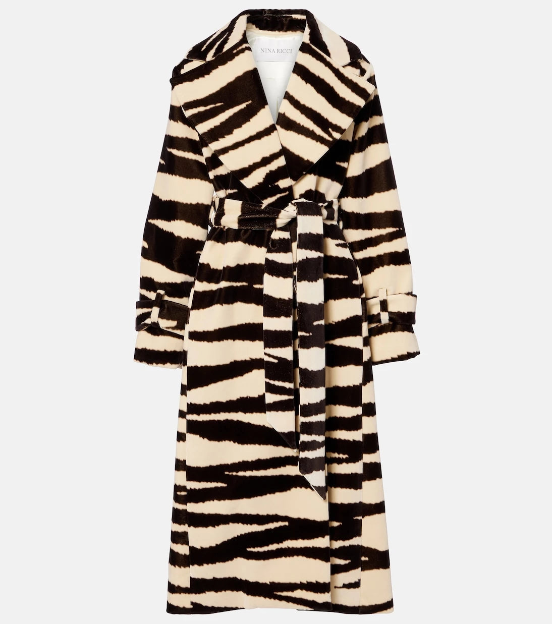 Nina Ricci - Zebra-print cotton velvet wrap coat