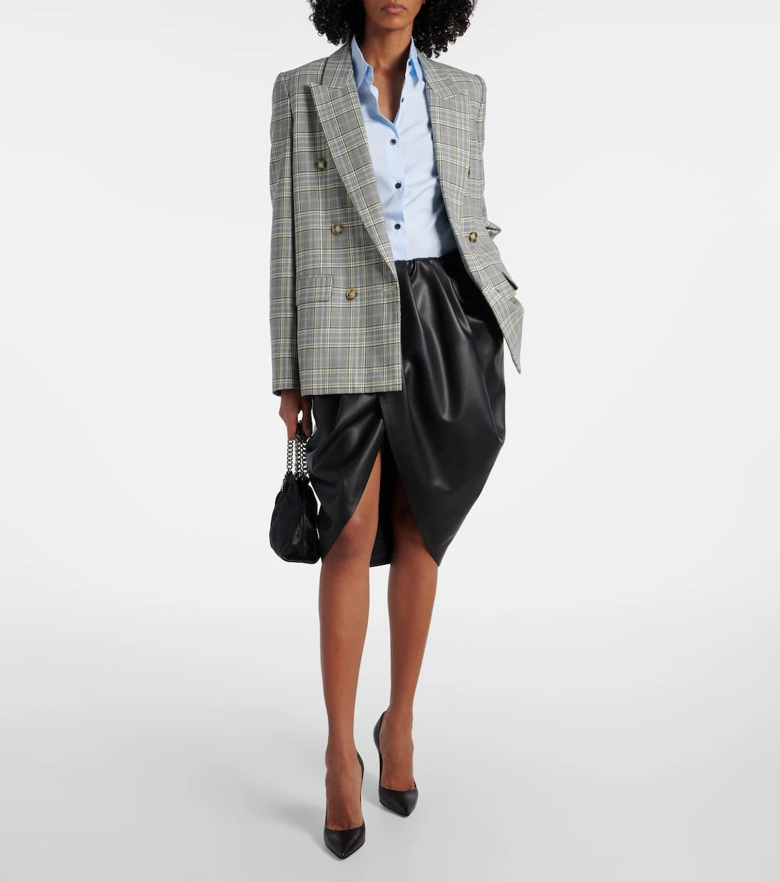 Stella McCartney - Draped faux leather midi skirt