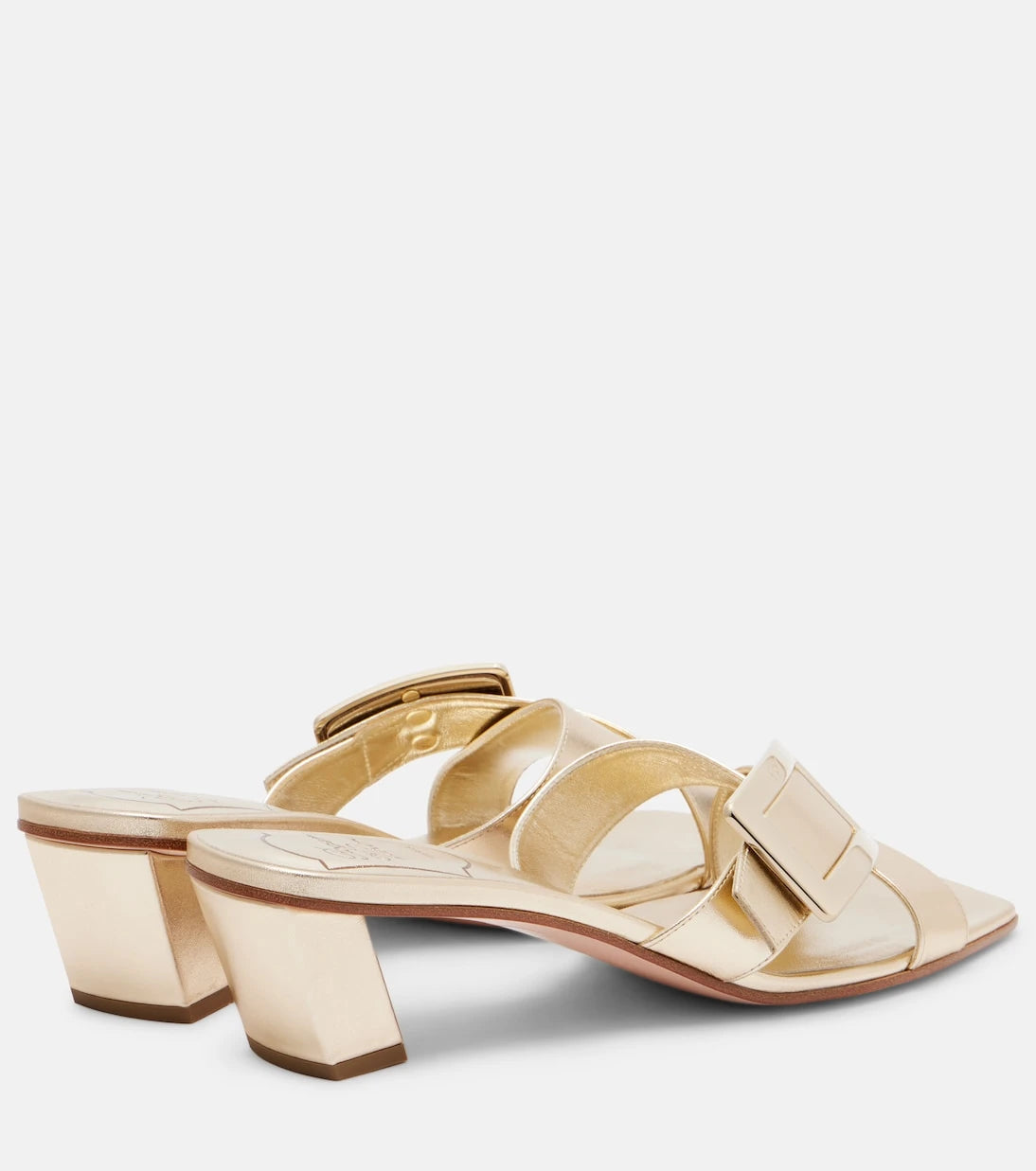 Roger Vivier - صنادل جلدية ميتاليك
