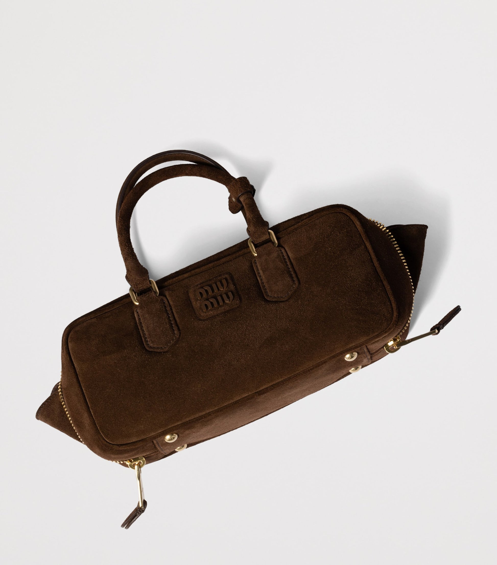 Miu Miu Brown Suede Arcadie Top-Handle Bag