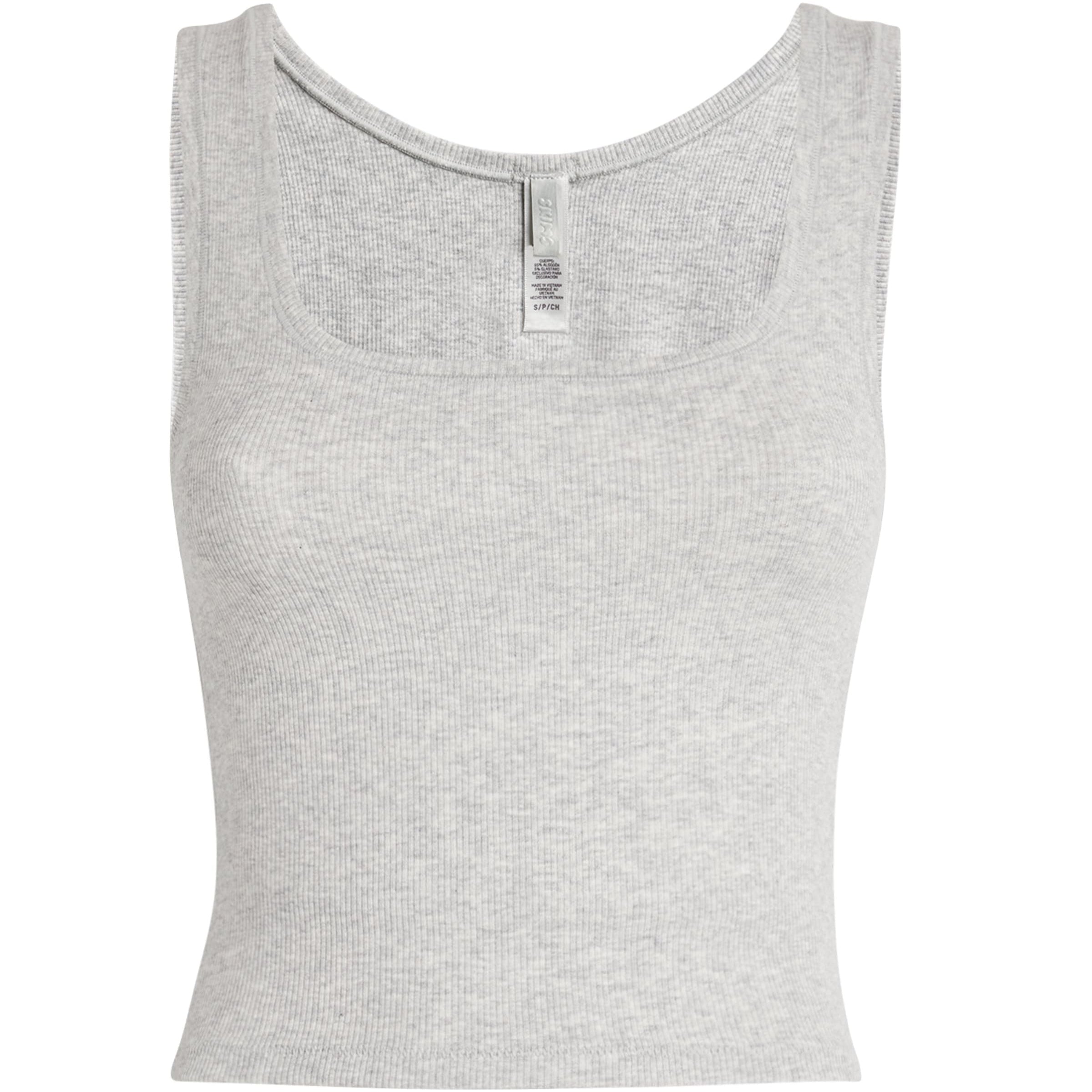 Skims Grey Stretch-Cotton Ribbed Tank Top