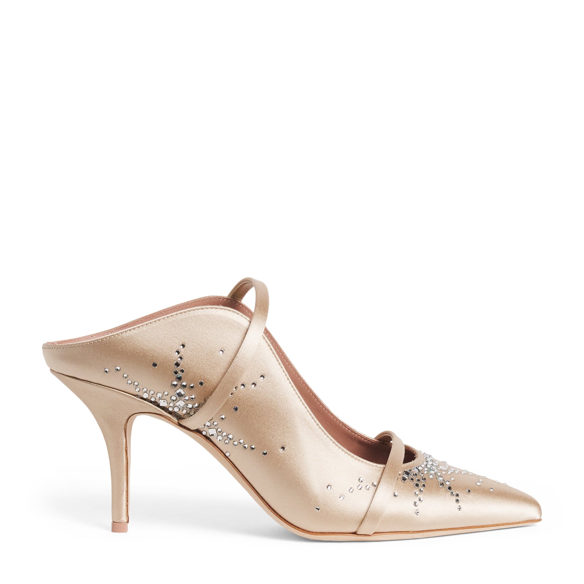 Satin Embellished Maureen Heeled Mules 70