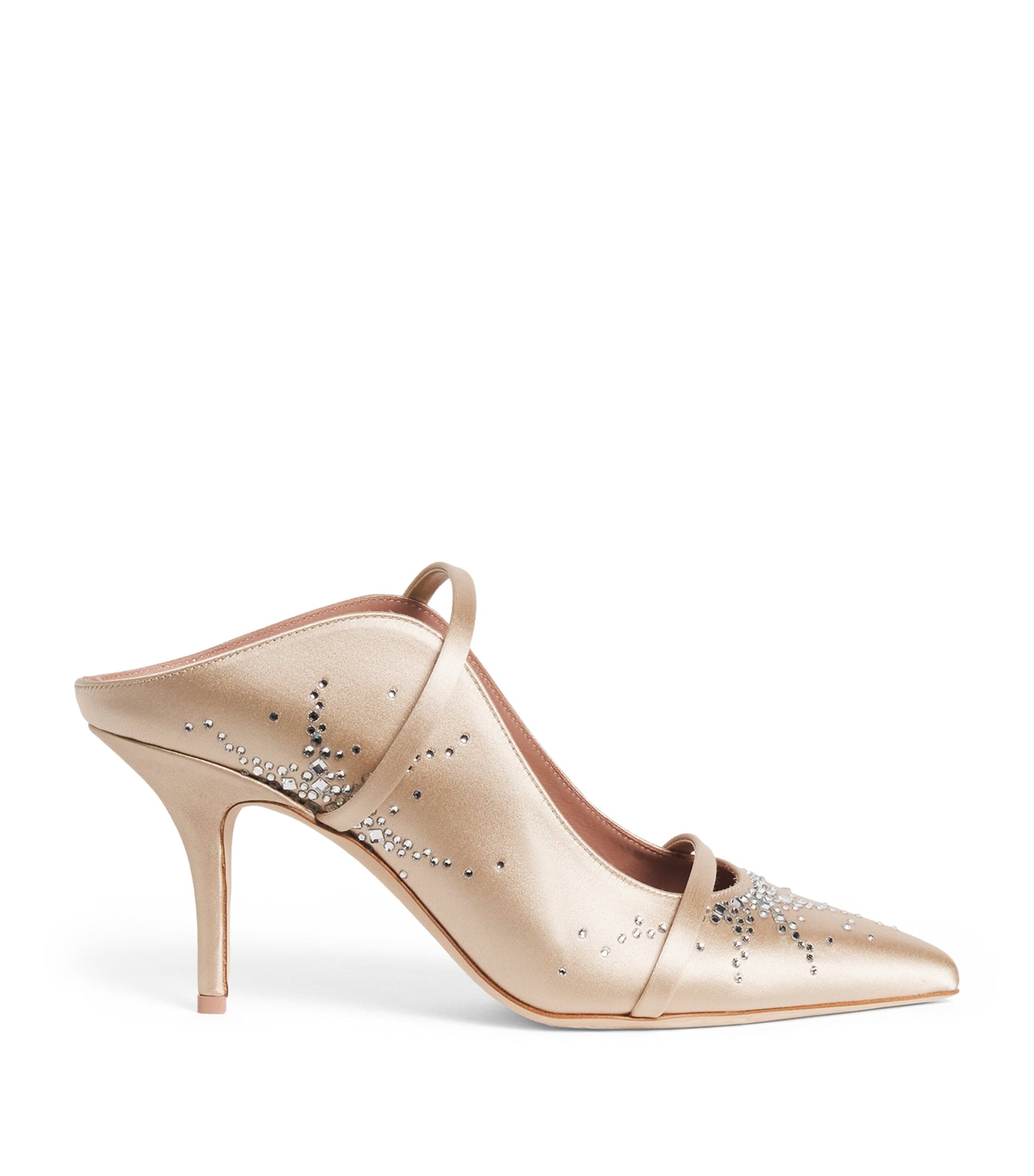 Satin Embellished Maureen Heeled Mules 70